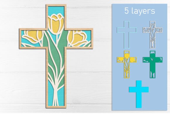 3D Layered Cross SVG: Laser Cutting for Home Decor