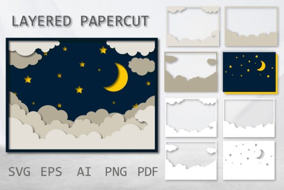 3D Night Sky, Paper Cutting: 3D SVG for Shadow Boxes