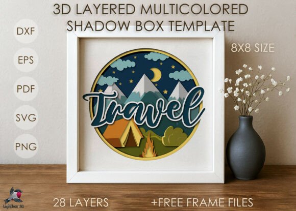 3D SVG Camping Shadow Boxes for Crafters