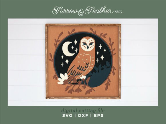 Barn Owl with Moon 3D SVG for Halloween