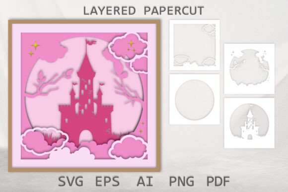 Castle Paper Cut Out: 3D SVG for Shadow Boxes