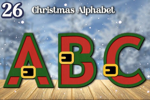 Christmas Alphabet 3D SVG: Laser Cutting for Winter Christmas