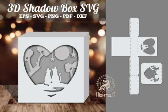 Couple Cats 3D Papercut Shadow Box SVG Review