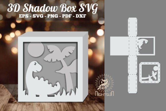 Dinosaur 3D Papercut Shadow Box SVG 3 Review