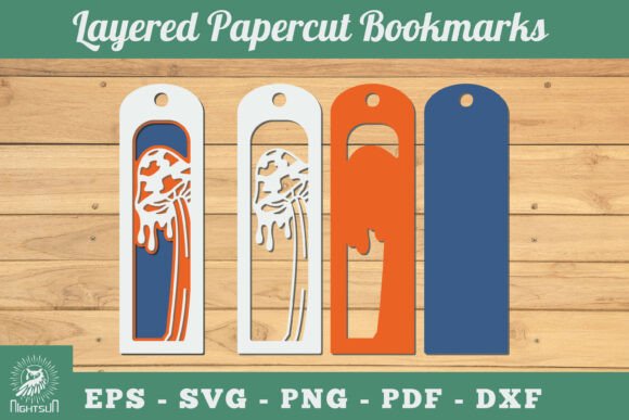 Mushroom 3D Papercut Bookmarks SVG 4: Fall Design