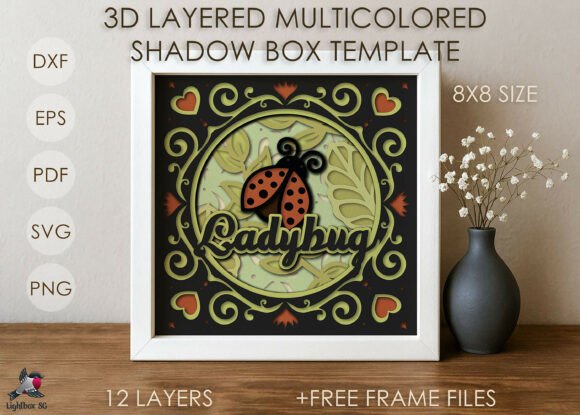 Reviewing the 3D Ladybug Shadow Box SVG Template