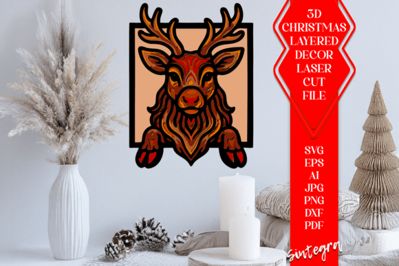 Santa’s Reindeer SVG for Laser Cutting