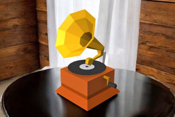 Vintage Gramophone 3D SVG for Home Décor