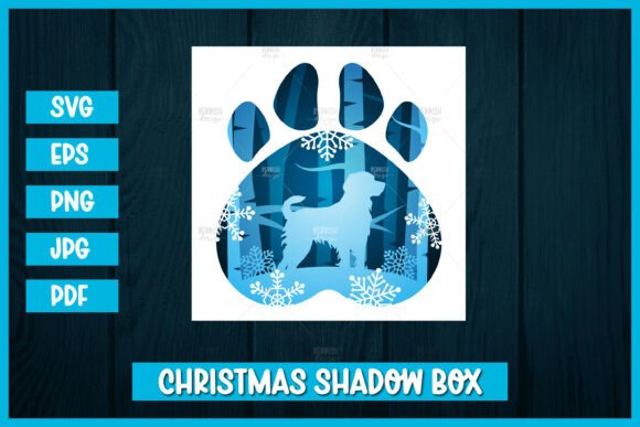Winter Dog Shadow Box: 3D SVG for Dogs & Blogs